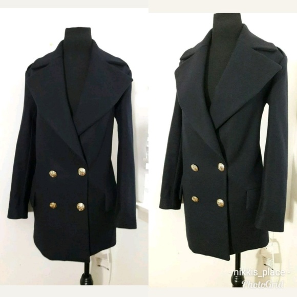 Zara Jackets & Blazers - ZARA WOMAN Double Breasted Wool Coat Navy Blue